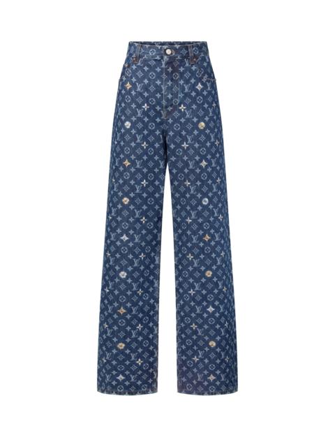 Louis Vuitton Monogram Embroidered Denim Skate Pants