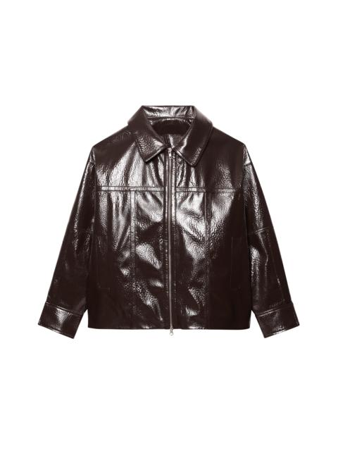 The Frankie Shop Arbor Crackled Faux Leather Jacket - Brown