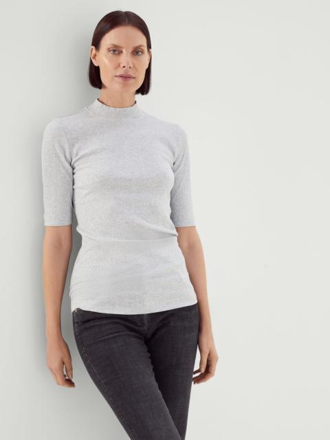 Cotton ribbed jersey T-shirt with monili