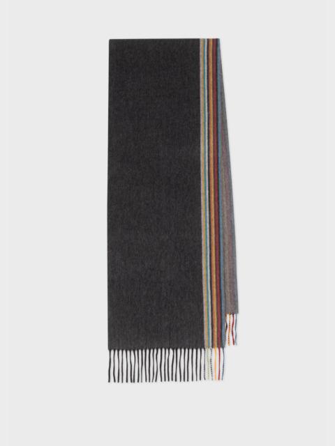 Black Cashmere 'Signature Stripe' Edge Scarf