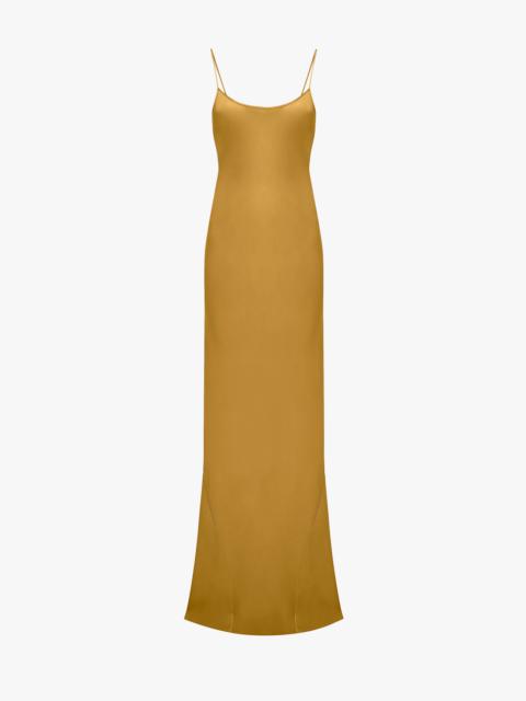 Victoria Beckham Low Back Cami Floor-Length Dress In Harvest Gold