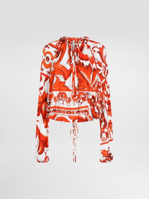Dolce & Gabbana Majolica-print organzine top