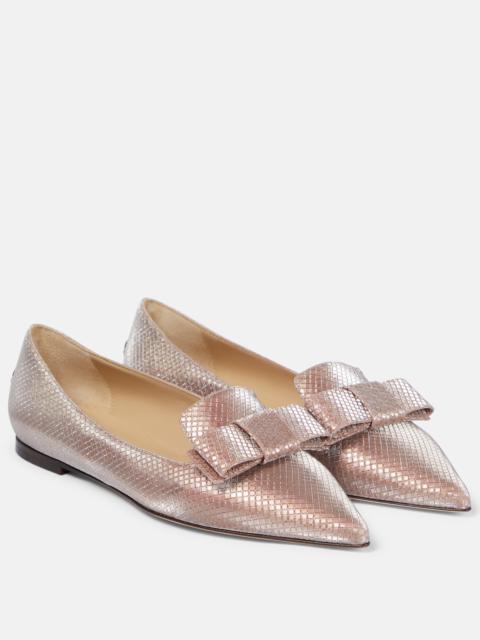 JIMMY CHOO Gala bow-embellished ballet flats
