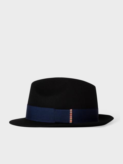 Paul Smith Wool Felt Fedora Hat With 'Signature Stripe' Trim