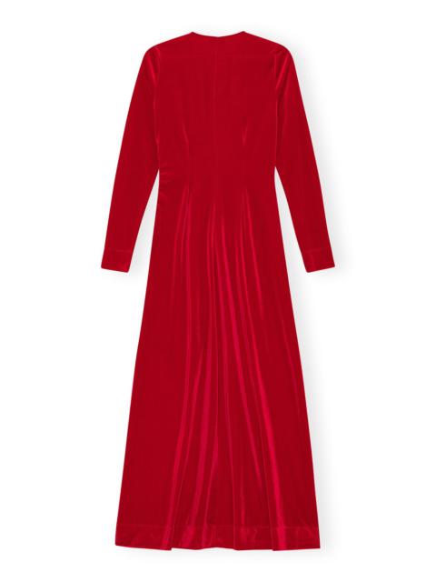 RED VELVET JERSEY TWIST LONG DRESS