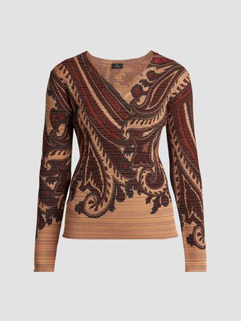 Etro Women's Stamped Paisley V-Neck Top - Multi