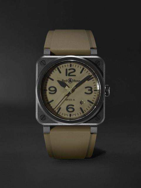 BR 03 Automatic 41mm Ceramic and Rubber Watch, Ref. No. BR03A-MIL-CE/SRB