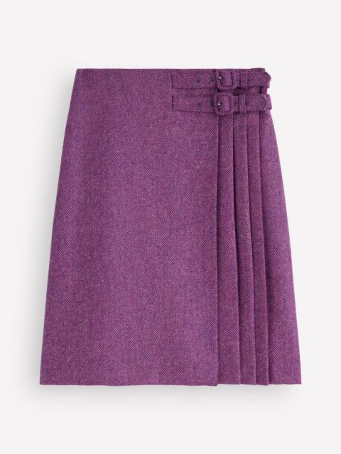 BODEN Vera Double Buckle Kilt-Purple Herringbone