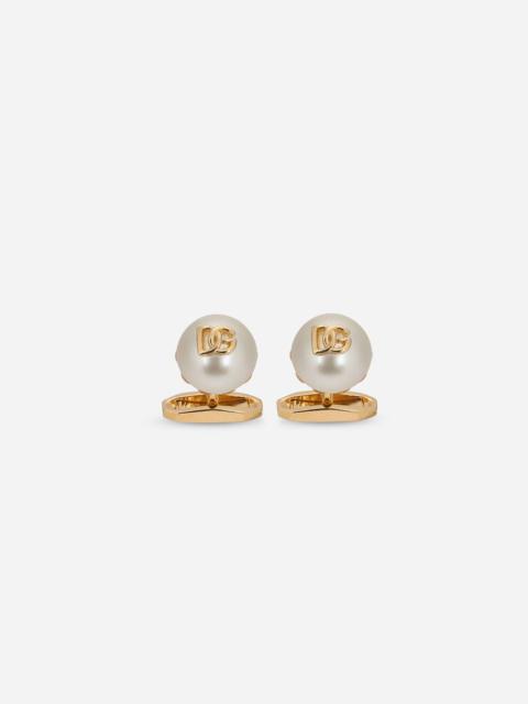 Dolce & Gabbana Cufflinks with pearl and DG logo