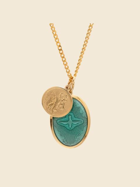Miansai Mini Dove Pendant Necklace - Teal Enamel/Gold Vermeil