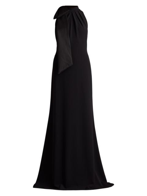 TADASHI SHOJI Women's Crepe Bow Sleeveless A-Line Gown - Black