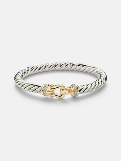 DAVID YURMAN Cable Flex® Buckle sterling silver and 14kt gold bracelet with diamonds