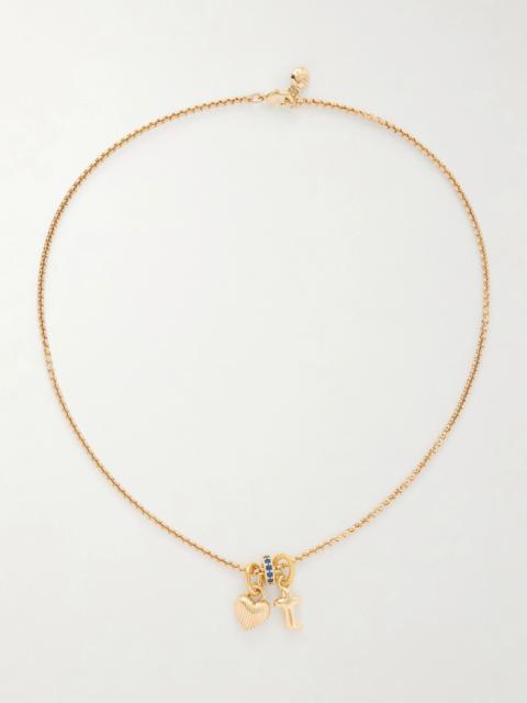 ROXANNE ASSOULIN The Itsy Bitsy Initial Gold-tone Sapphire Necklace