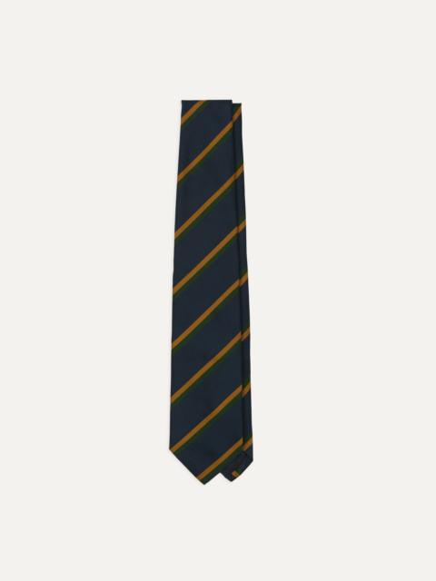 Drake's Navy, Yellow and Green Stripe Mogador Silk Tipped Tie