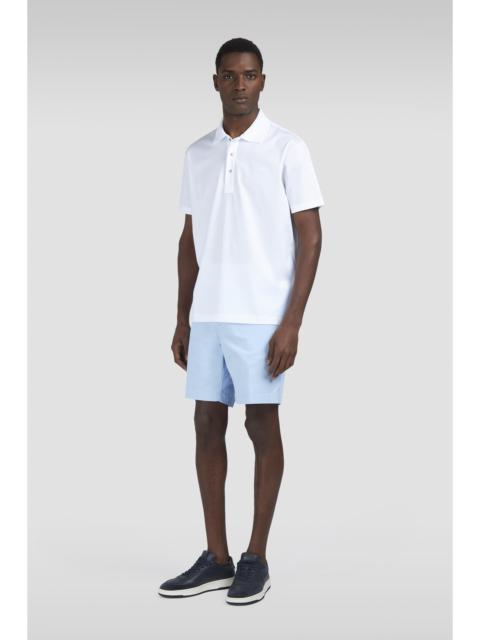 Paul & Shark DOUBLE MERCERISED COTTON JERSEY POLO SHIRT WITH SHARK FIN EMBROIDERY
