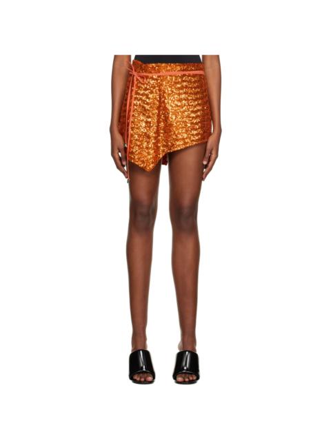 THE ATTICO Orange Sequinned Miniskirt