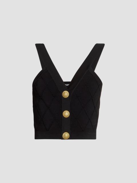 Balmain Women's Quilted Compact Knit Vest - Noir