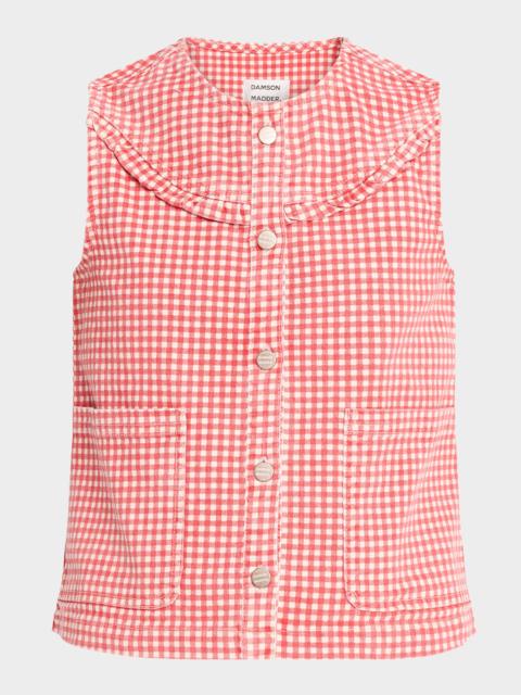 DAMSON MADDER. Mari Gingham Button-Front Top