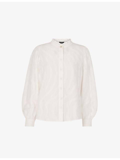 WHISTLES Animal-Textured Stand-Collar Woven Shirt