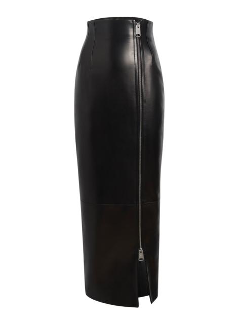 KHAITE Gres Zip-Detailed Plongé Leather Maxi Skirt black