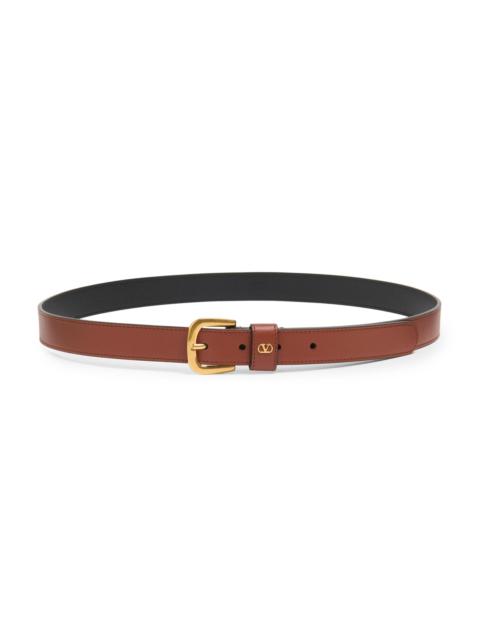 Valentino Men's VLogo Signature Belt in Shiny Calfskin 25MM - Deep Caramel