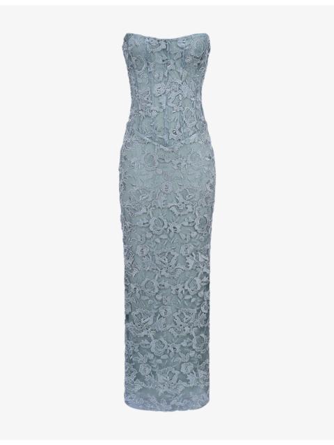 House of CB Anisa Hand Beaded Strapless Maxi Dress