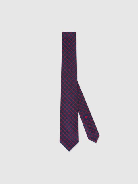 GUCCI GG check silk jacquard tie