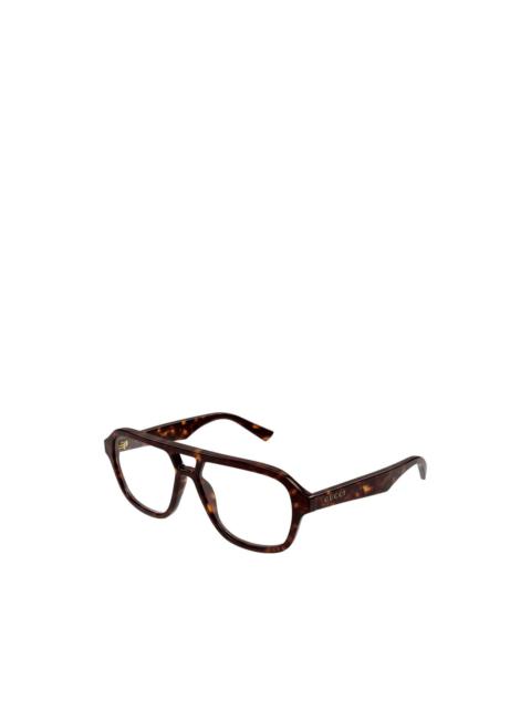 GUCCI tortoiseshell-effect pilot-frame glasses