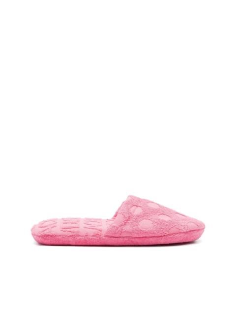 logo-pattern terry-cloth slippers