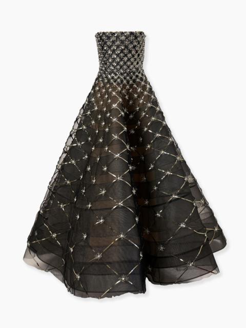 CAROLINA HERRERA Pearl-Embroidered Strapless Gown