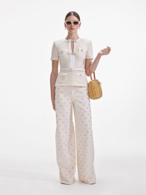 self-portrait Cream Sequin Knit Top