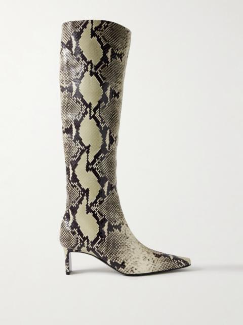 KHAITE Ona Snake-print Leather Knee Boots