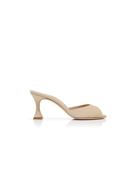 Manolo Blahnik Light Beige Suede Open Toe Mules