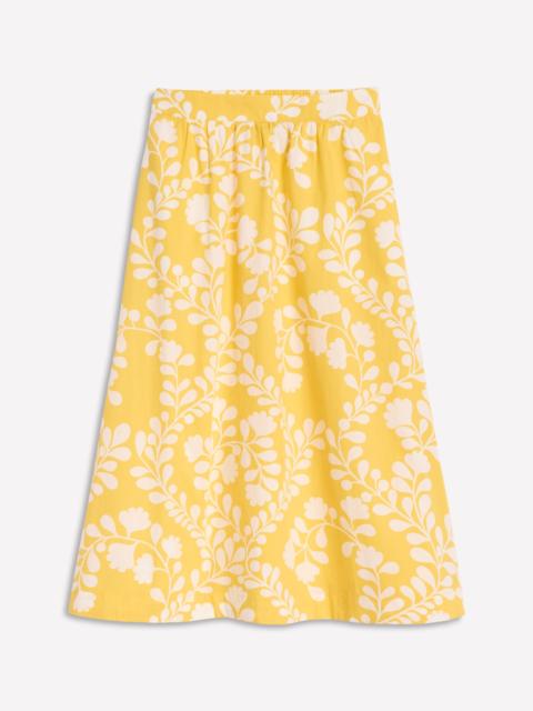 BODEN Hattie Poplin Midi Skirt-Yellow, Vine Silhouette