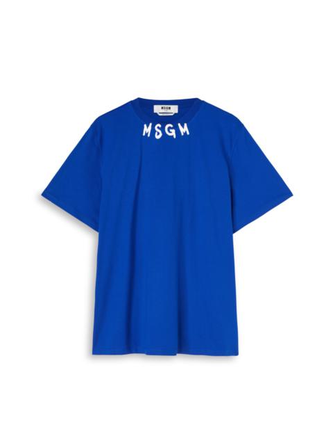 MSGM Cotton crewneck t-shirt wth  MSGM brushstroke logo positioned at the neck