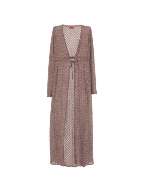 tie-waist textured cover up coat