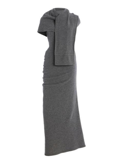 Hathaway Asymmetric Wool Midi Dress grey