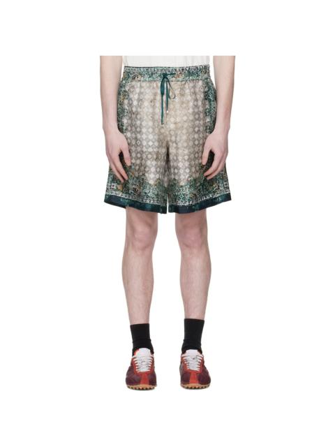 AMIRI Beige & Green Bandana Shorts