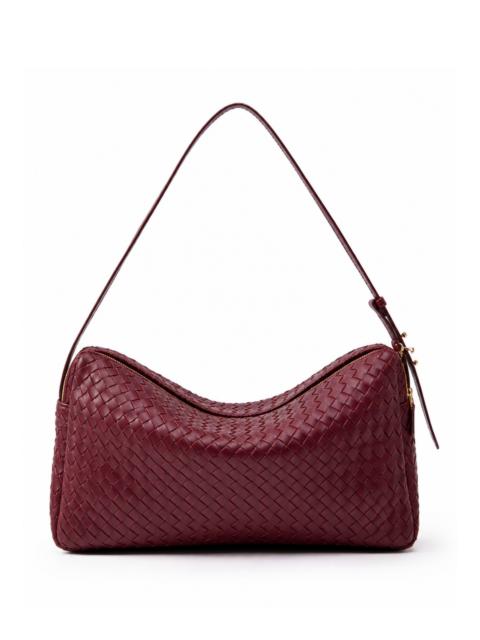 Elleme Trousse Large Woven Leather Burgundy