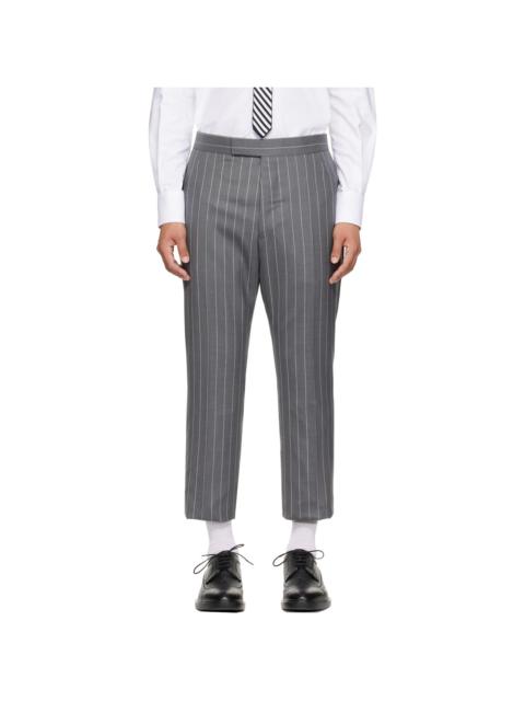 Thom Browne Gray Chalk Stripe Trousers