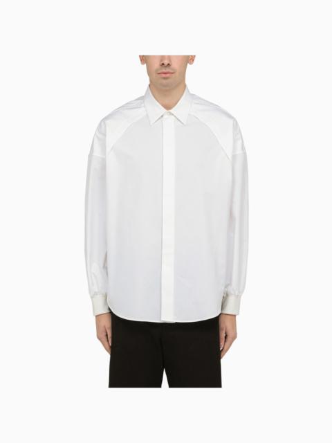 White cotton shirt with ribbed cuffs