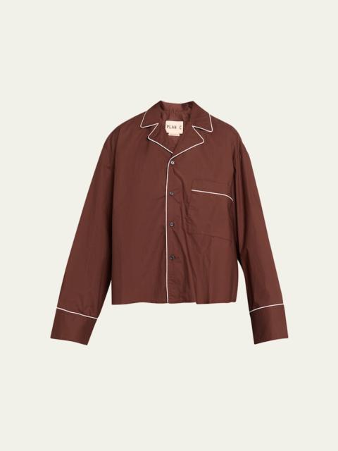 Plan C Peplum Straight-Leg Crop Trousers