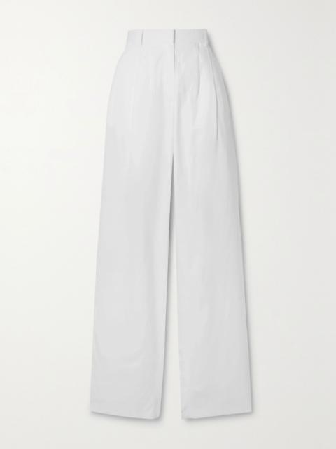 The Row Bufus pleated cotton-poplin straight-leg pants White