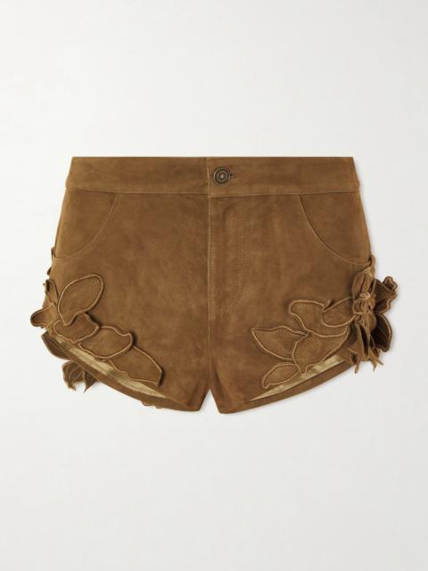 Isabel Marant Kevana Embroidered Suede Shorts