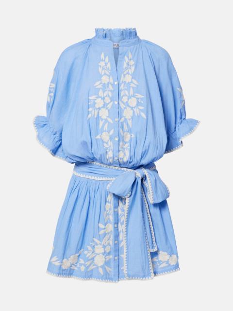 juliet dunn Embroidered cotton chambray minidress