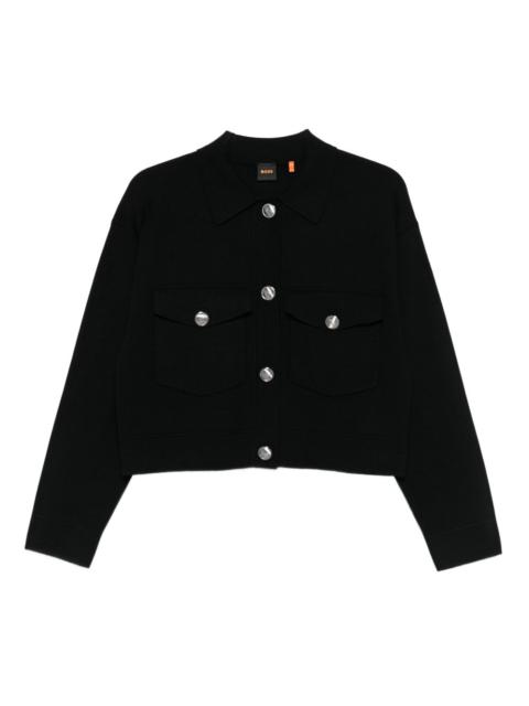 BOSS flap-pocket button-front cardigan