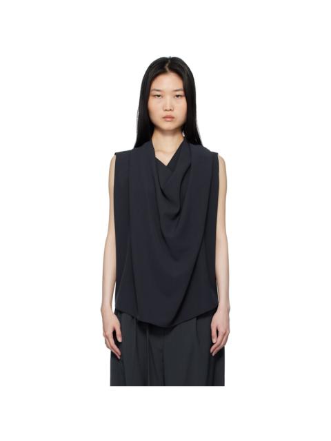 LE17SEPTEMBRE Navy Drape Sleeveless Tank Top
