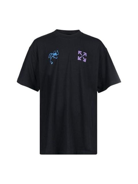 Off-White 짧은 소매 티 'Black/Blue' OMAA038S22JER0061045에 떨어져 백색 90s 액체