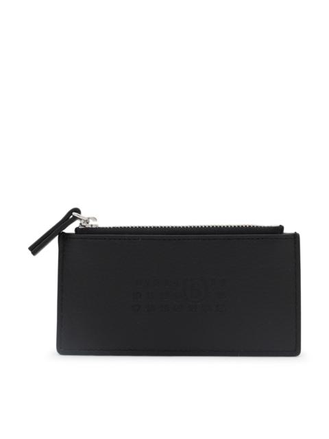 MM6 Maison Margiela black leather ziper card holder