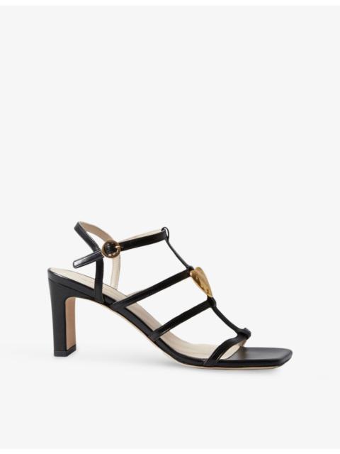 Claudie Pierlot Heart-Plaque Leather Heeled Sandals